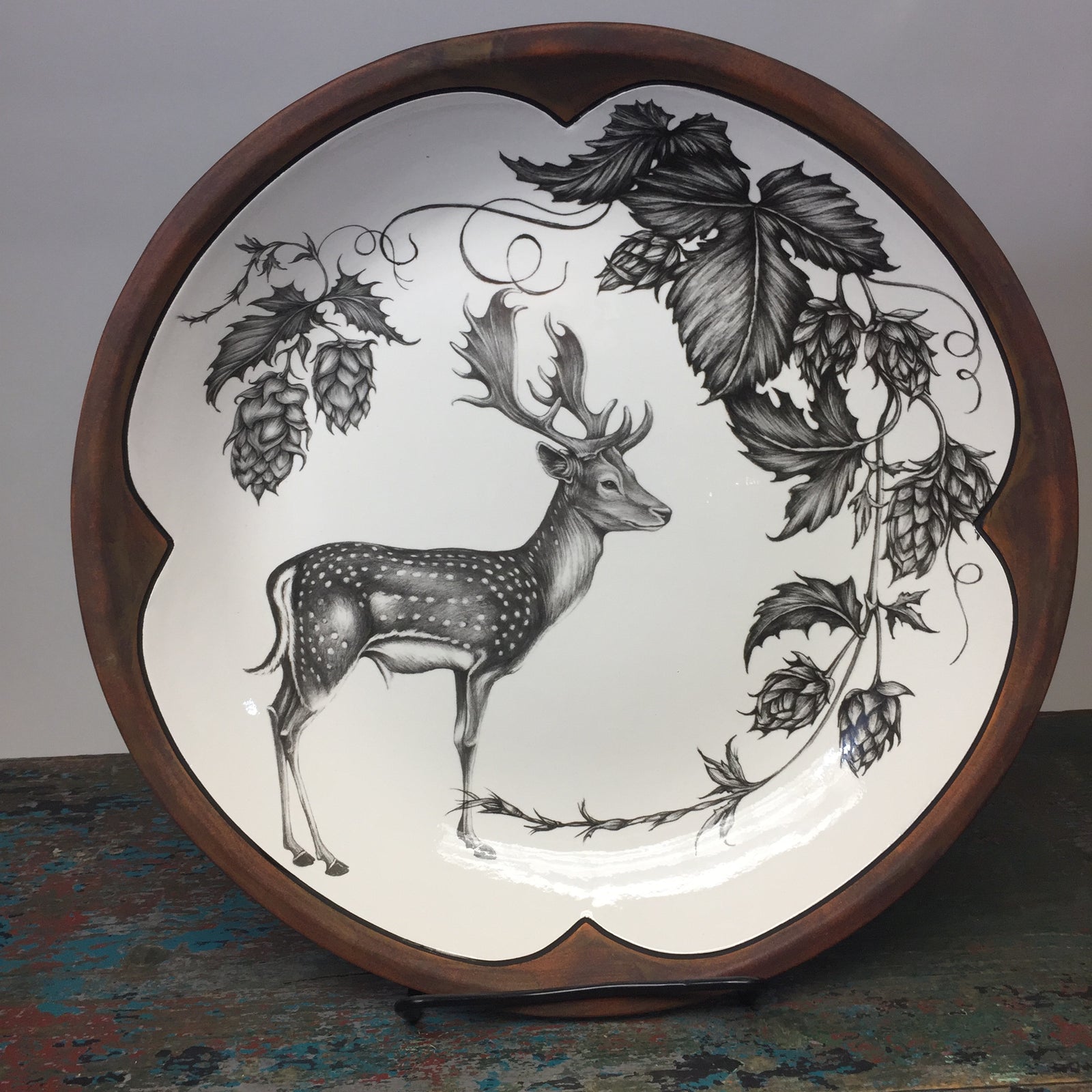 Laura Zindel Small Round Fallow Buck Platter