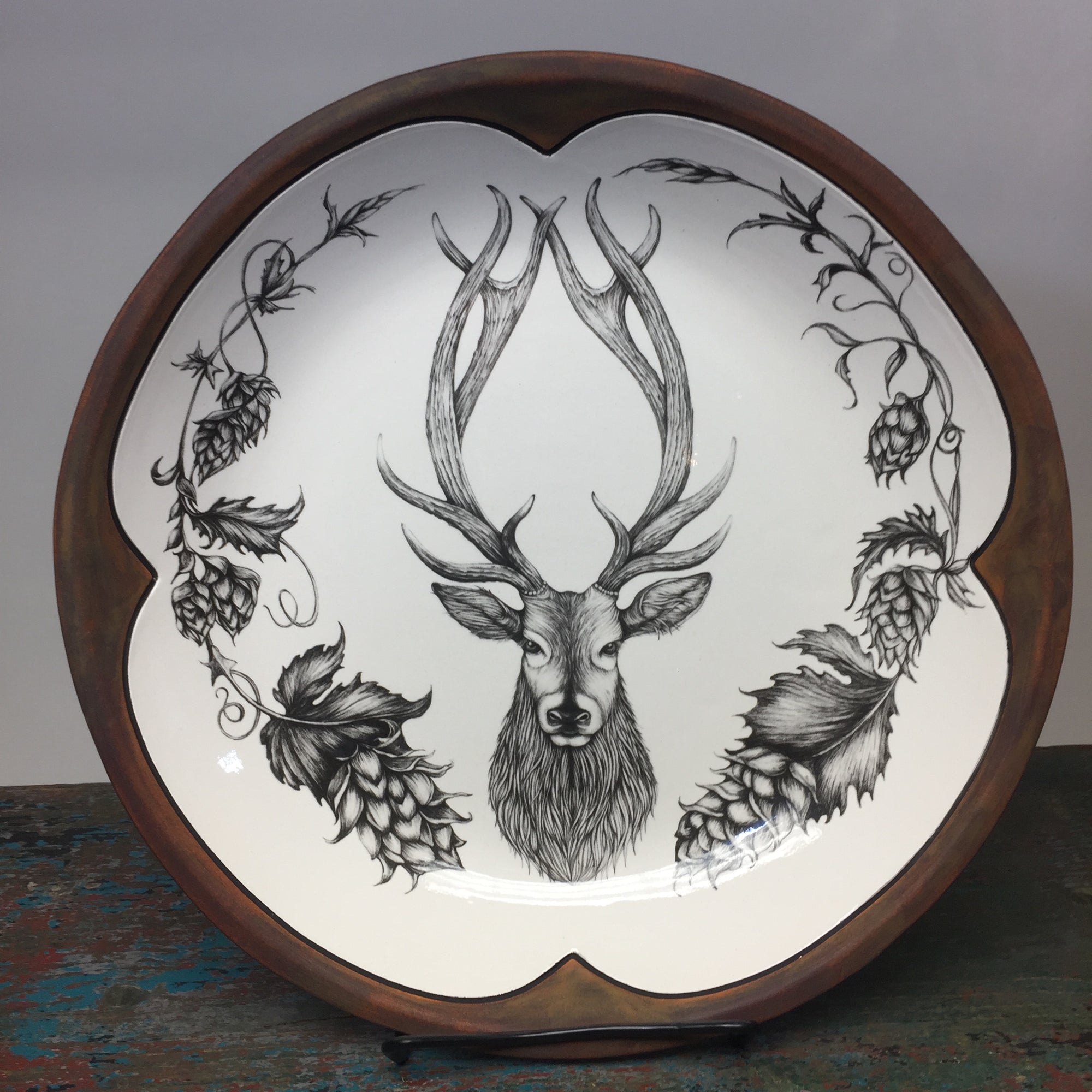 Laura Zindel Red Stag Small Round Platter