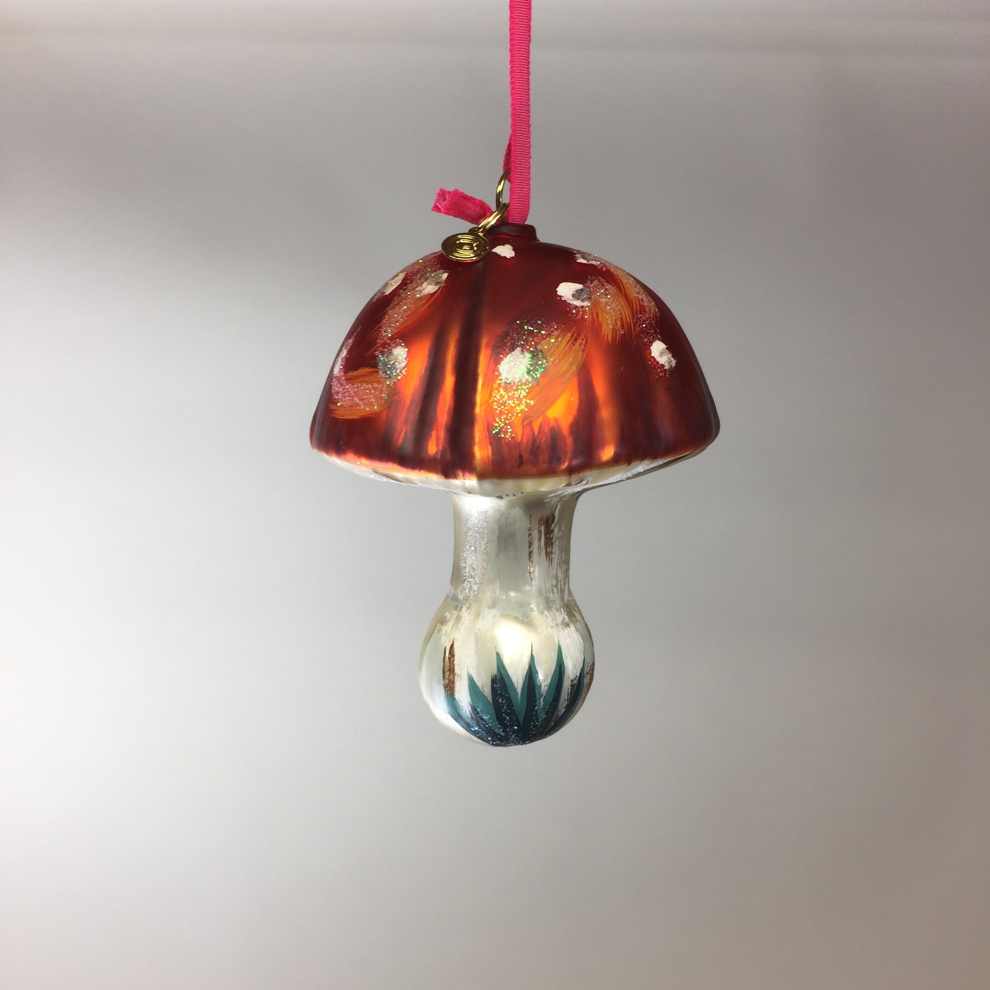 Orange Glass Mushroom Ornament by Nathalie Lete