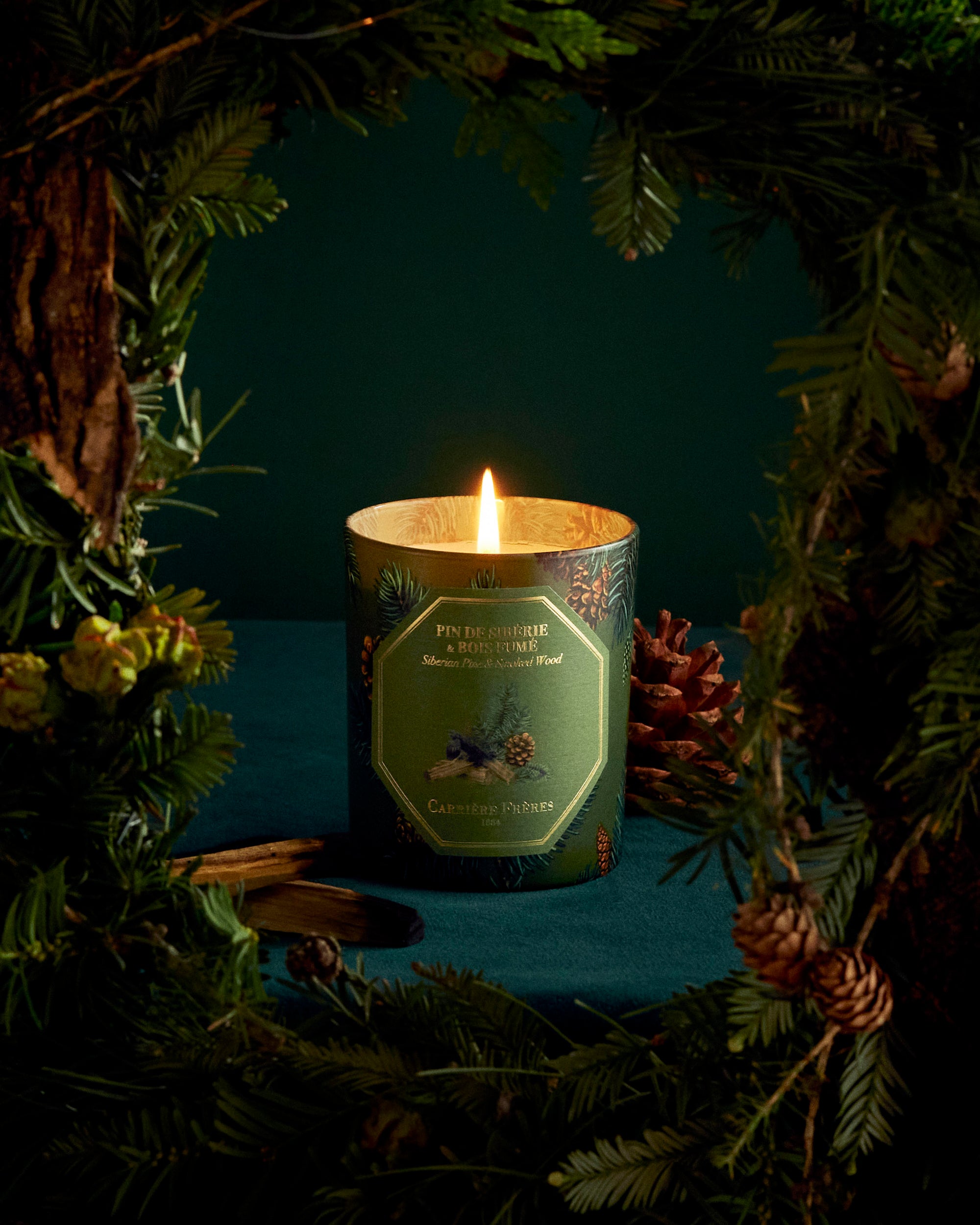 Carriere Freres Siberian Pine and Smoked Wood Holiday Candle