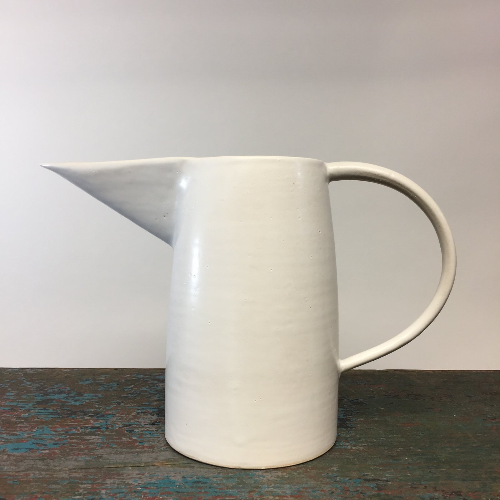 Ceramic Straight Sided Beak Pitcher White Glaze