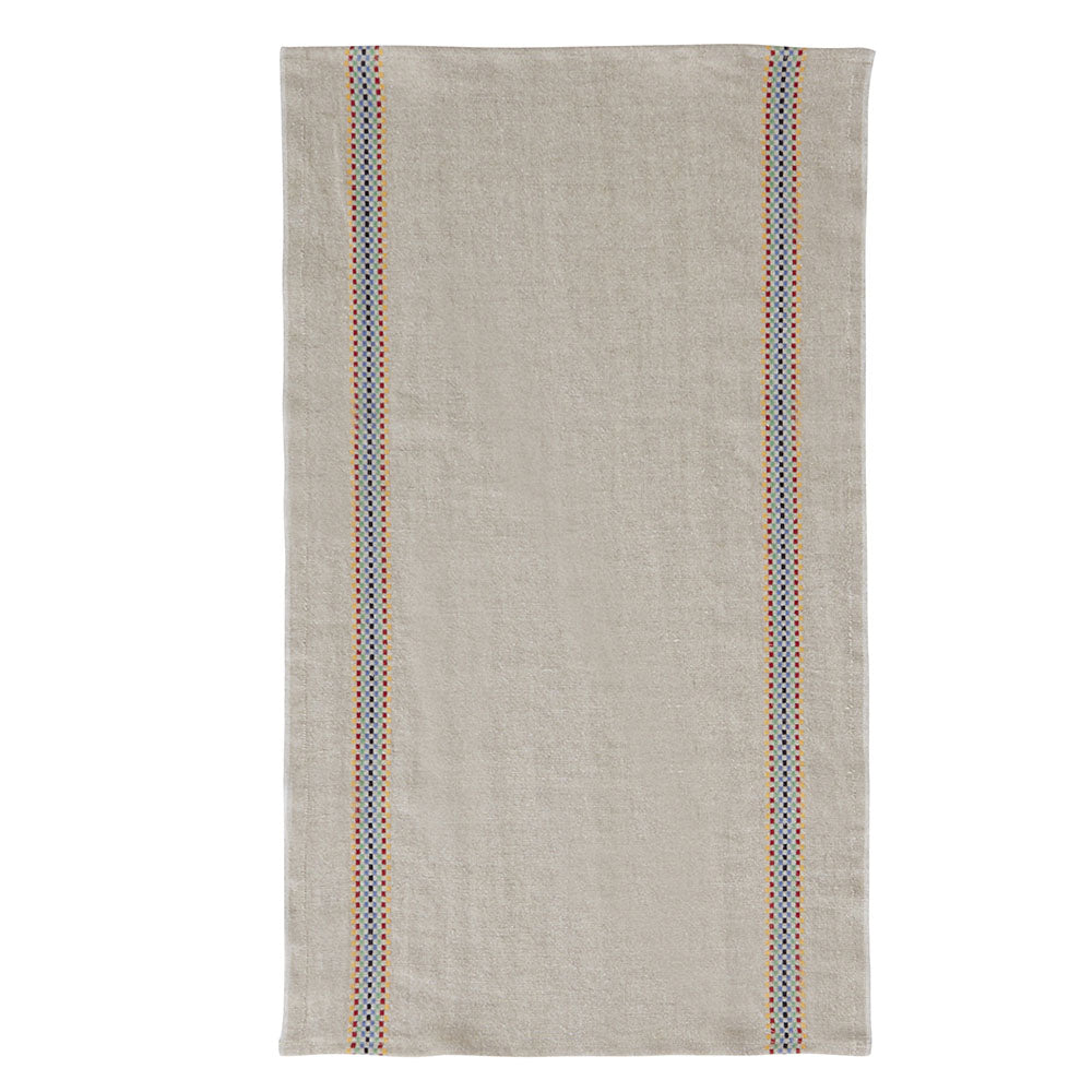 Linen Tea Towel Checked Stripe Natural/Multi