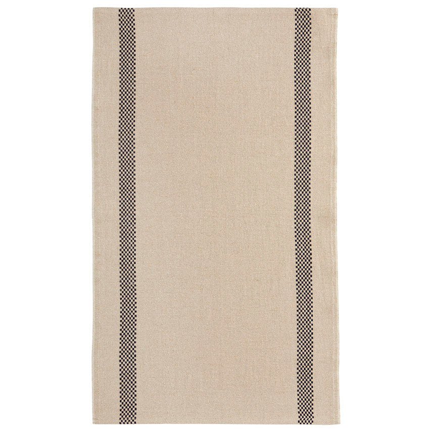 Linen Tea Towel Checked Stripe Natural/Black