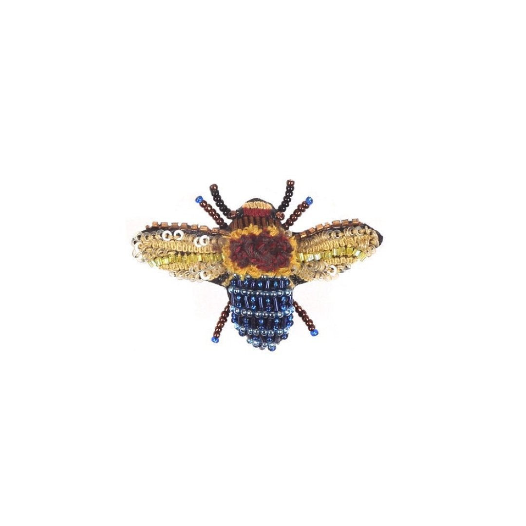 Blue Banded Bee Brooch