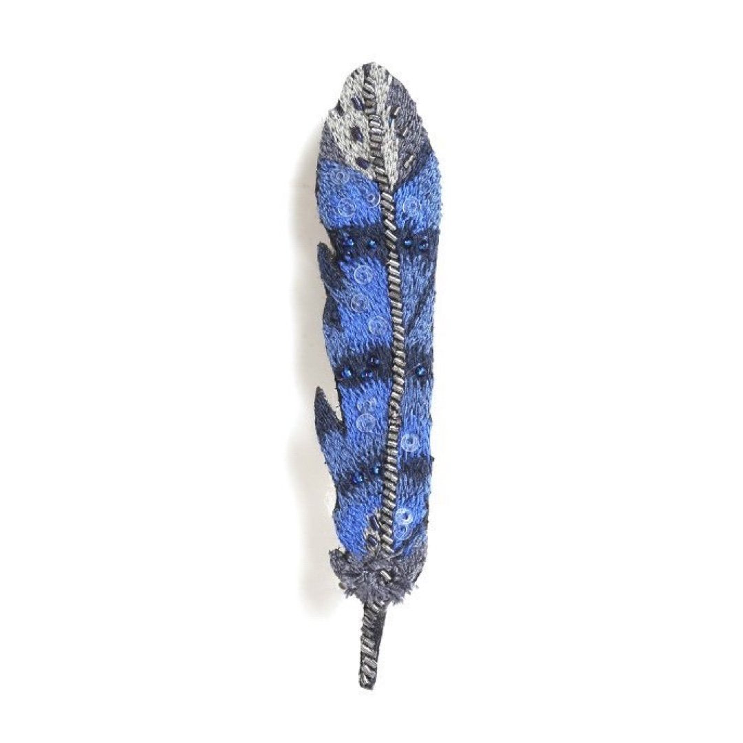 Blue Jay Feather Brooch