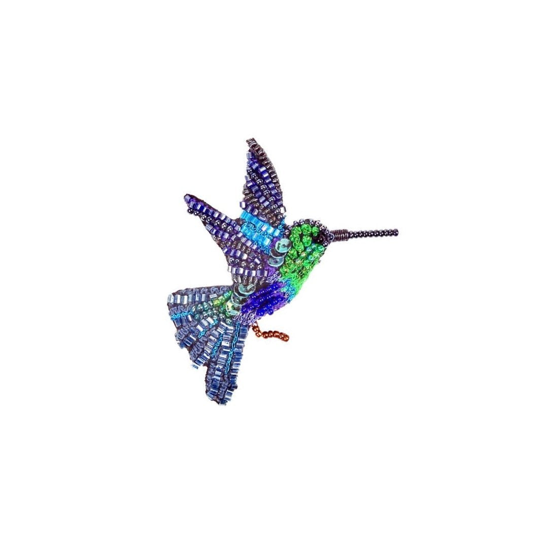 Green Crowned Woodnymph Hummingbird Brooch