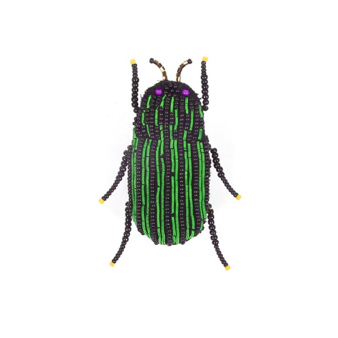Green Grazer Beetle Brooch
