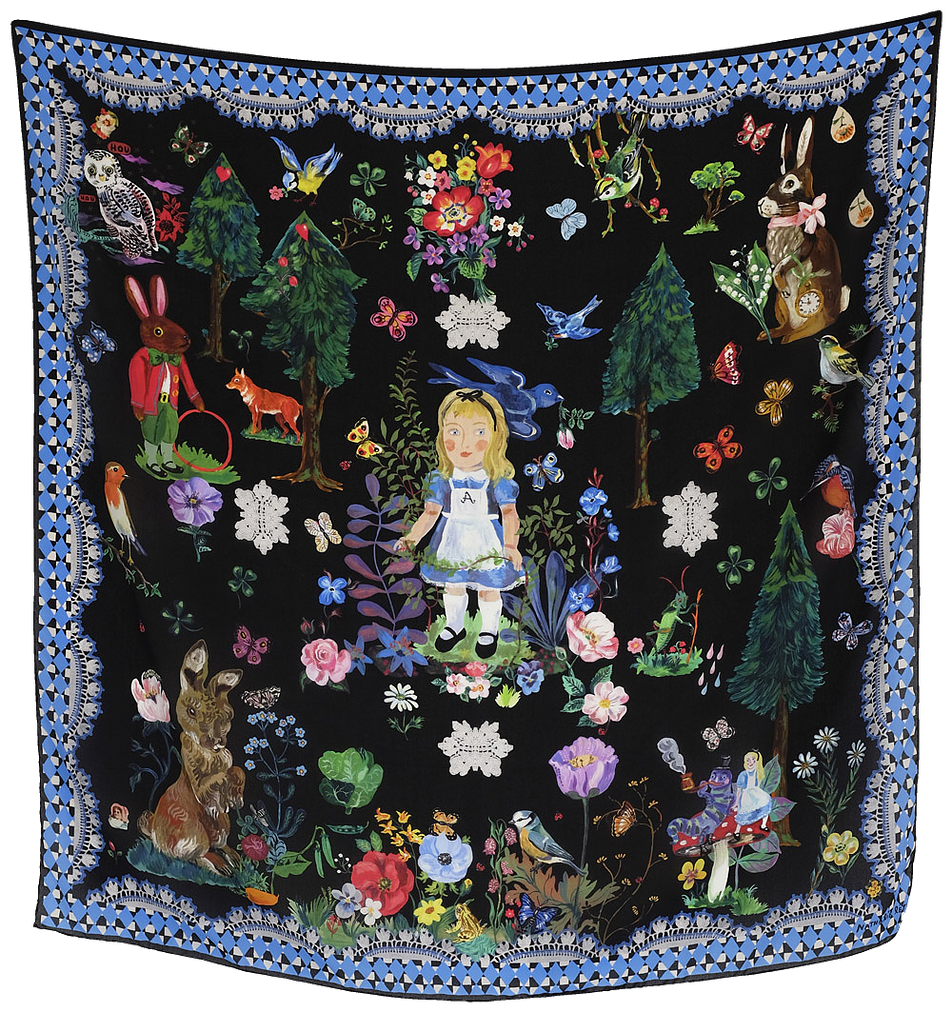 Nathalie Lete Alice in Wonderland Silk Scarf