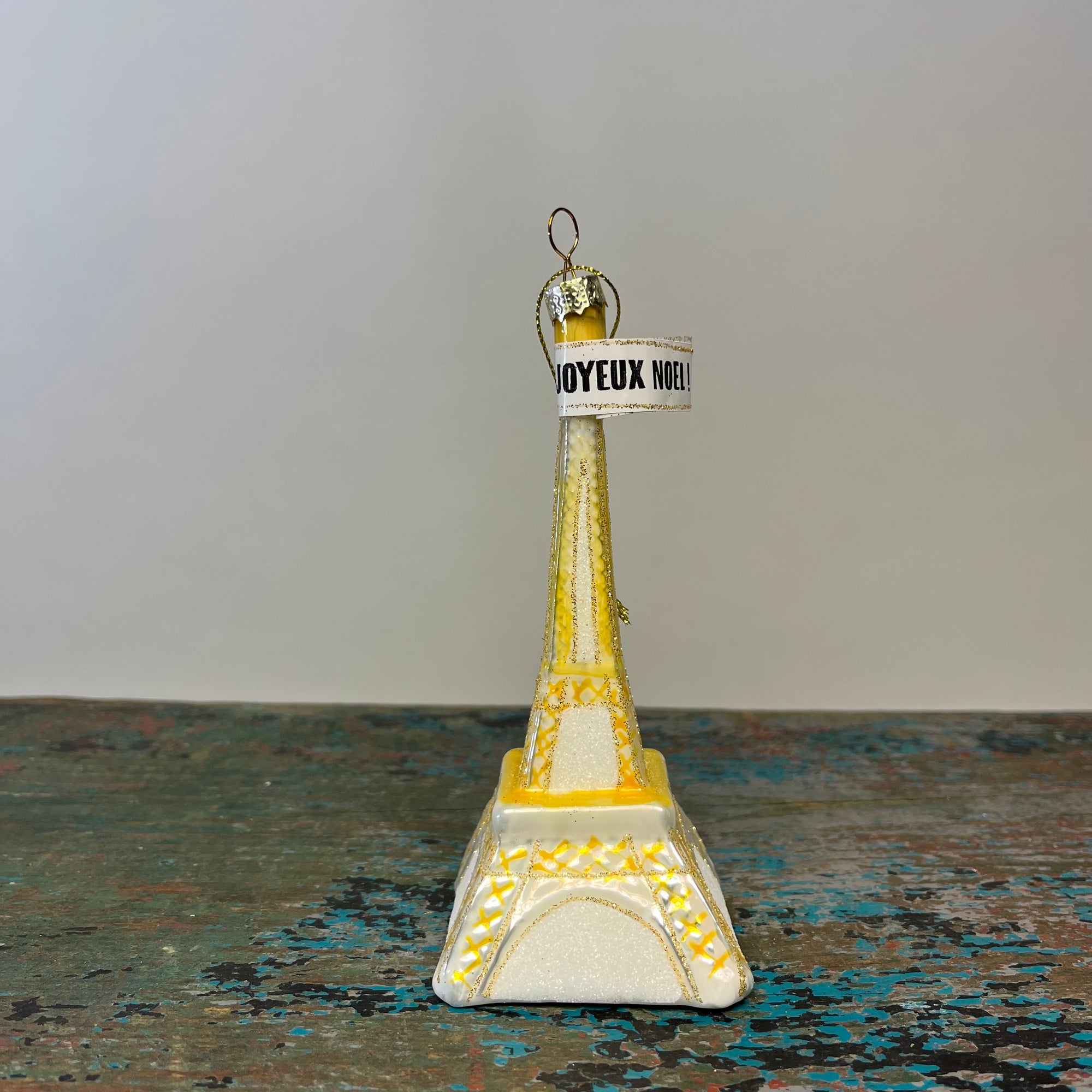 Joyeux Noel Gold Eiffel Tower Ornament HOL 22