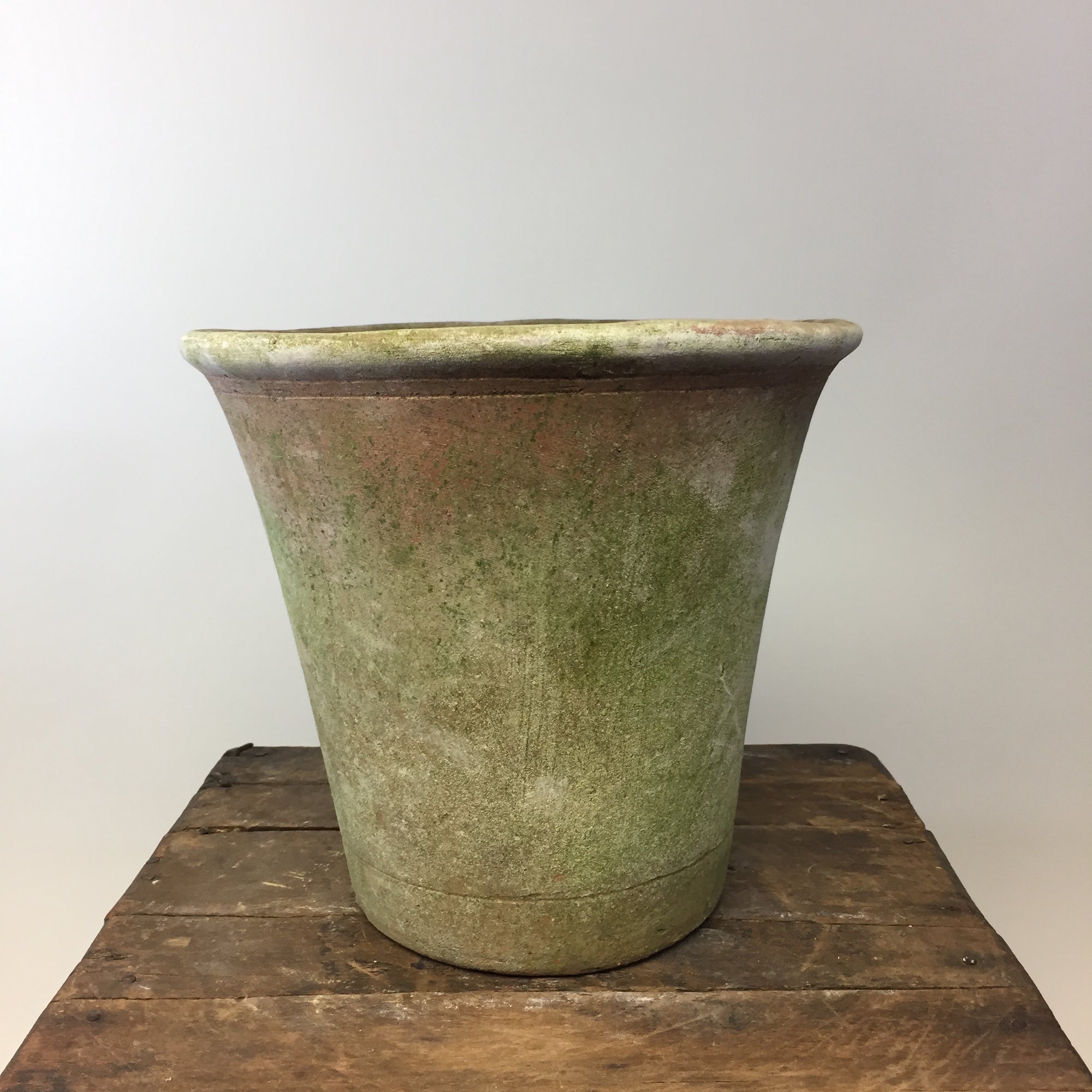 English Nursery Terracotta Planter with Aged Moss. 8"