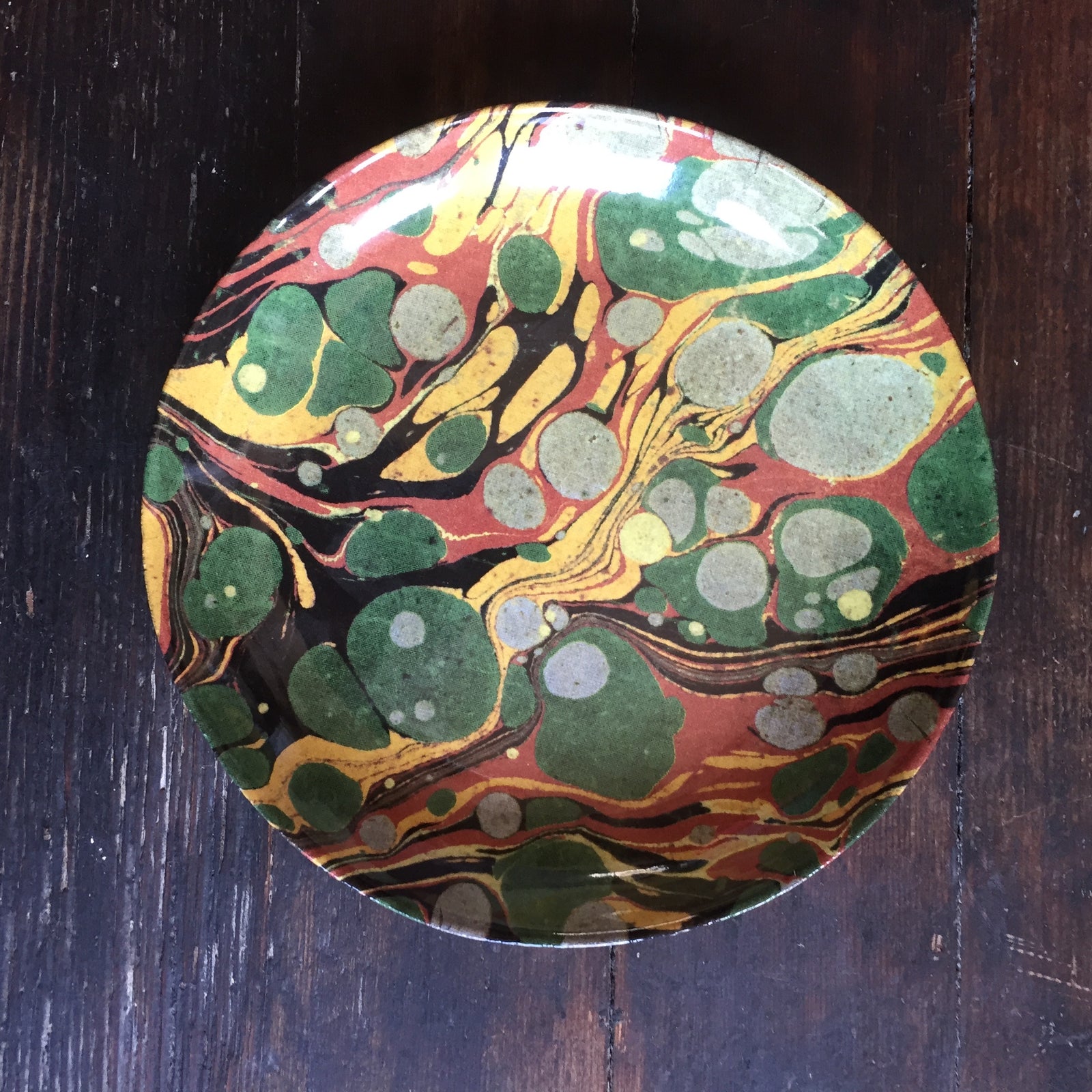 John Derian Green Red Yellow Soup Plate