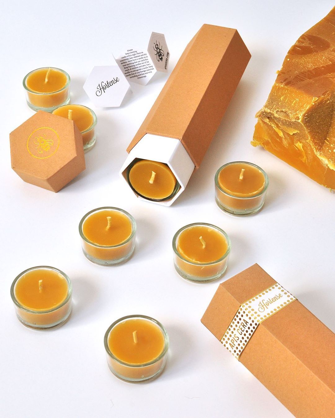 Hortense Beeswax Votive Candles Box of 8