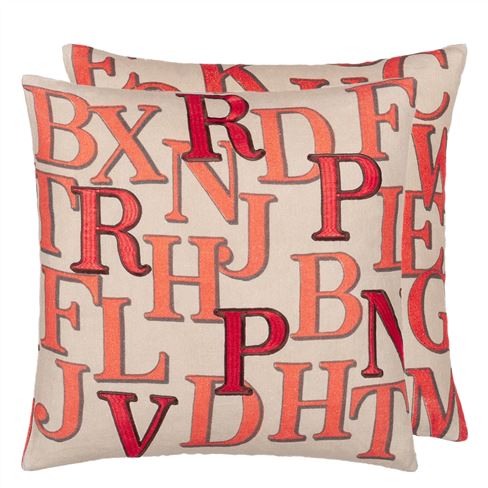 John Derian Alphabet Parchement Decorative Pillow 20" x 20"
