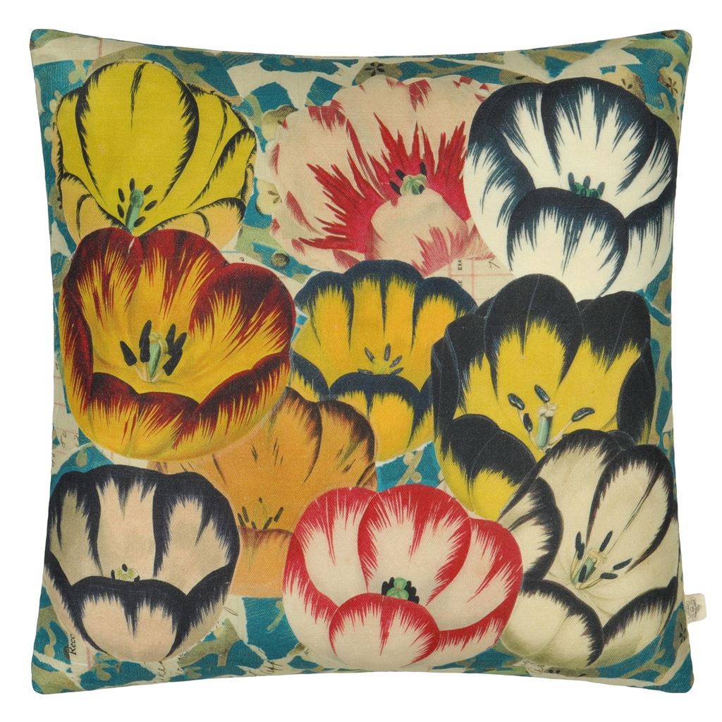 Tulips Cobalt Decorative Pillow by John Derian
