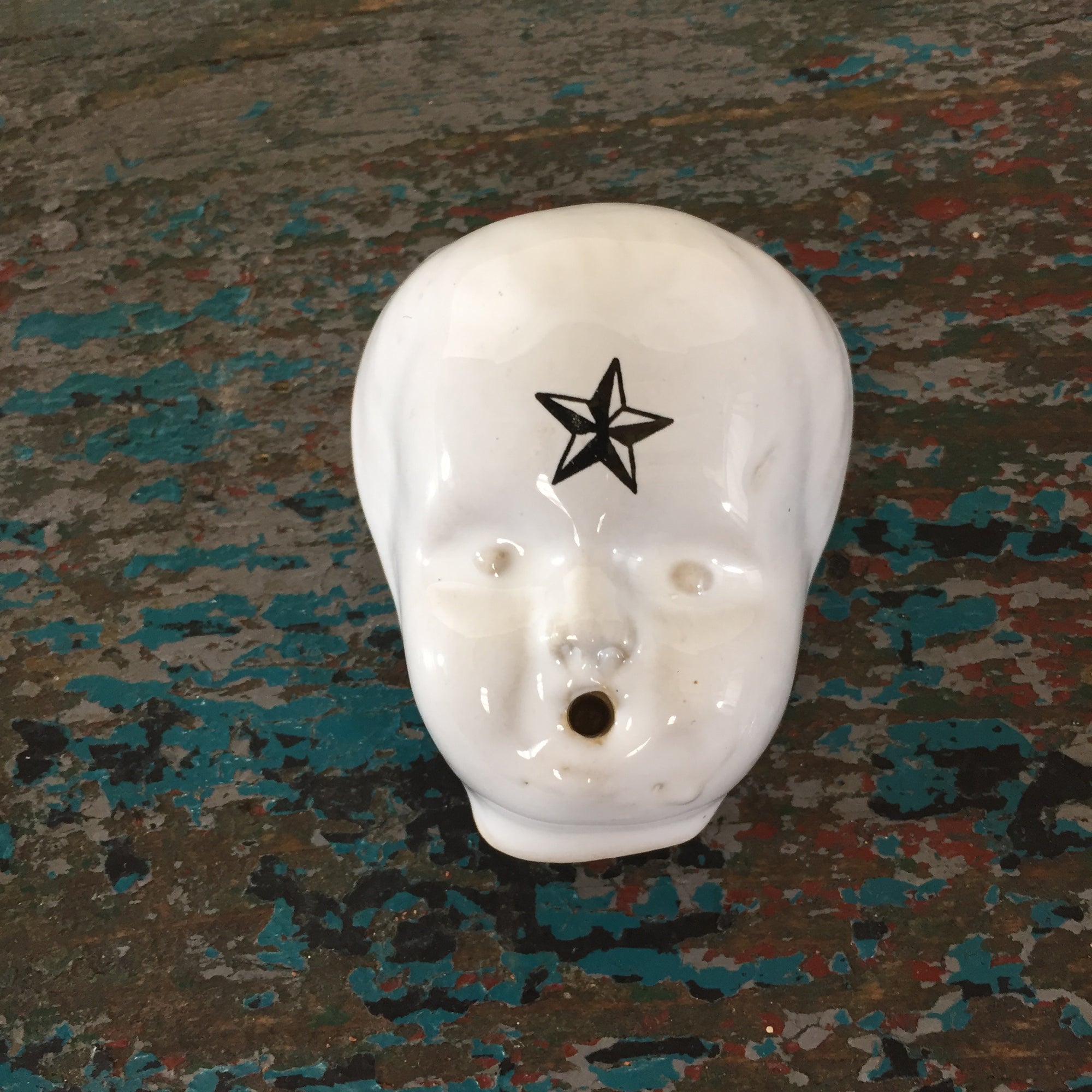 Kuhn Keramik Big Doll's Face With Star Incense Holder