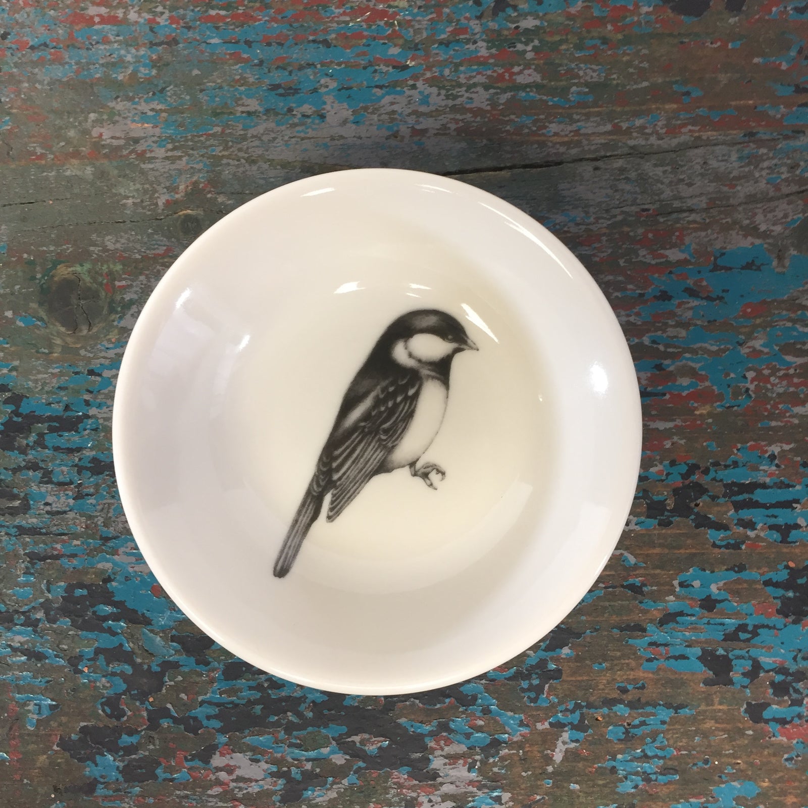 Laura Zindel Design Black Capped Chickadee Sauce Bowl