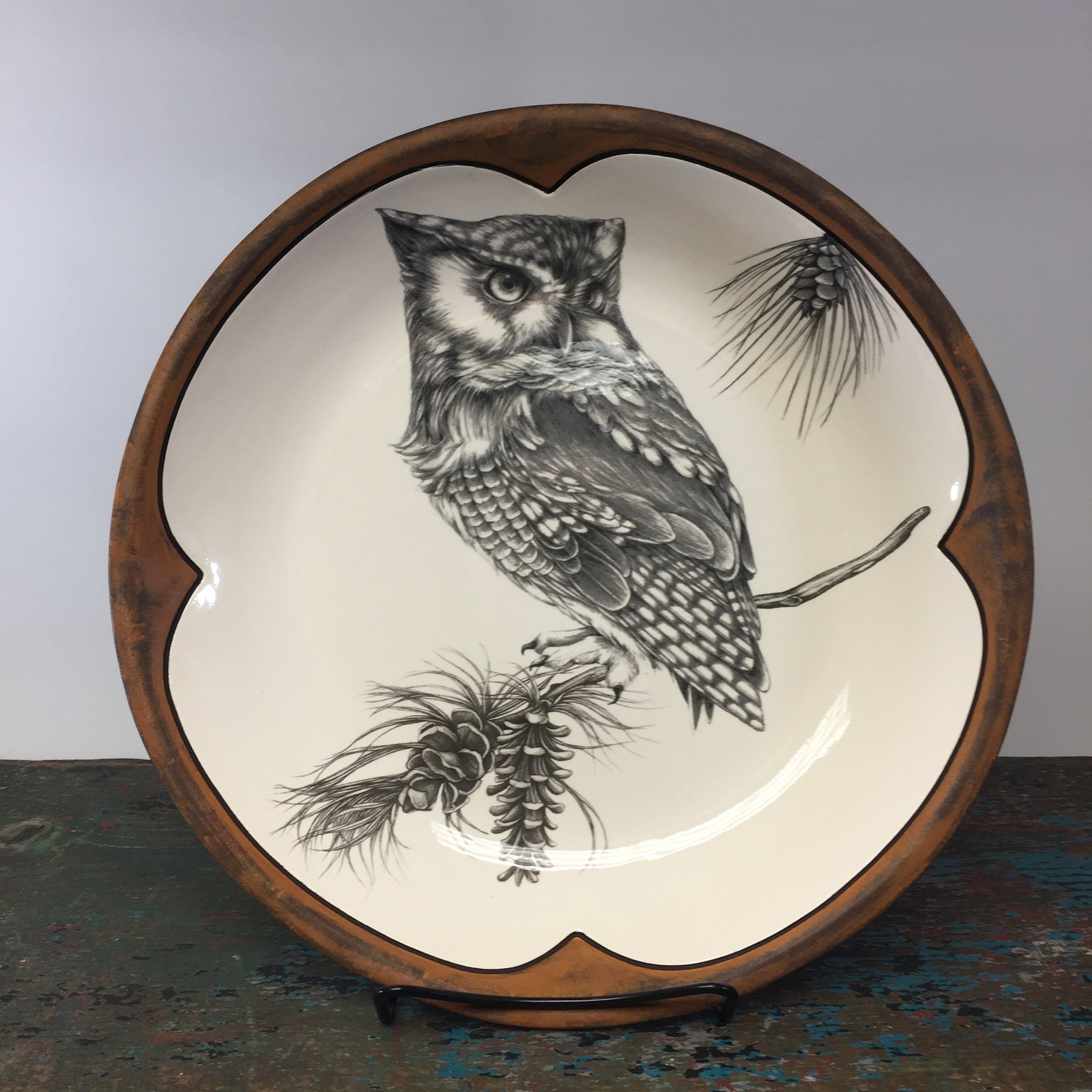 Laura Zindel Screech Owl #1 Small Round Platter