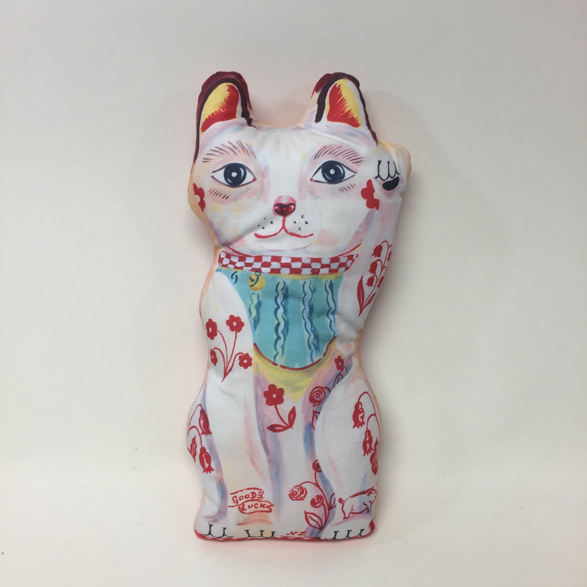Milky Lucky Cat Soft Sculpture by Nathalie Lete