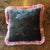 Nightshade Silk Velvet Pillow 12" x 12" with Vintage Plum Fringe by Anke Drechsel