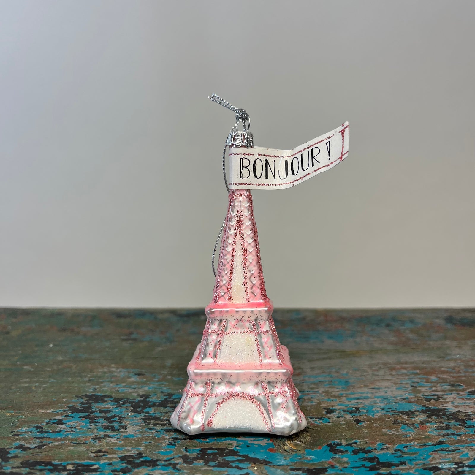 Bonjour Pink Eiffel Tower Ornament HOL 22