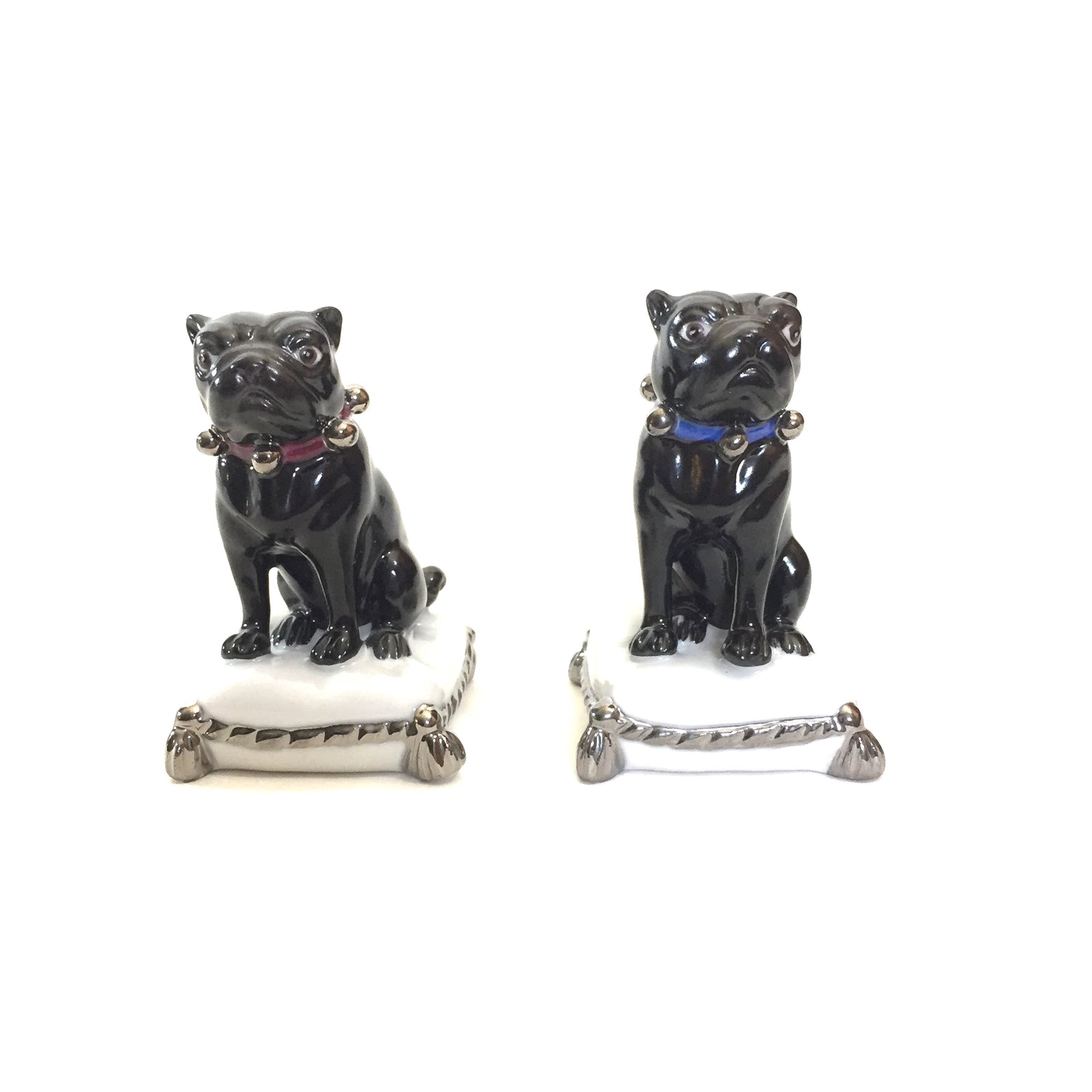 Johann Black Pug Pair on Cushion