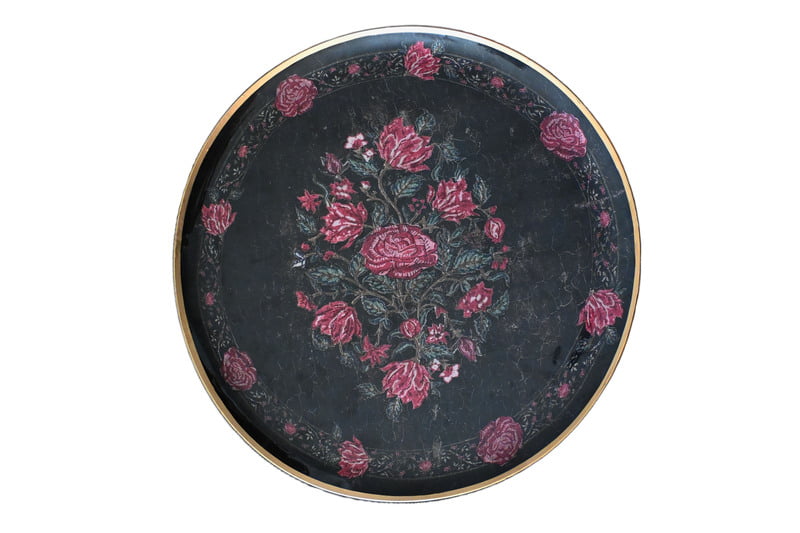 Round Flowers Enameled Aluminum Decorative Tray